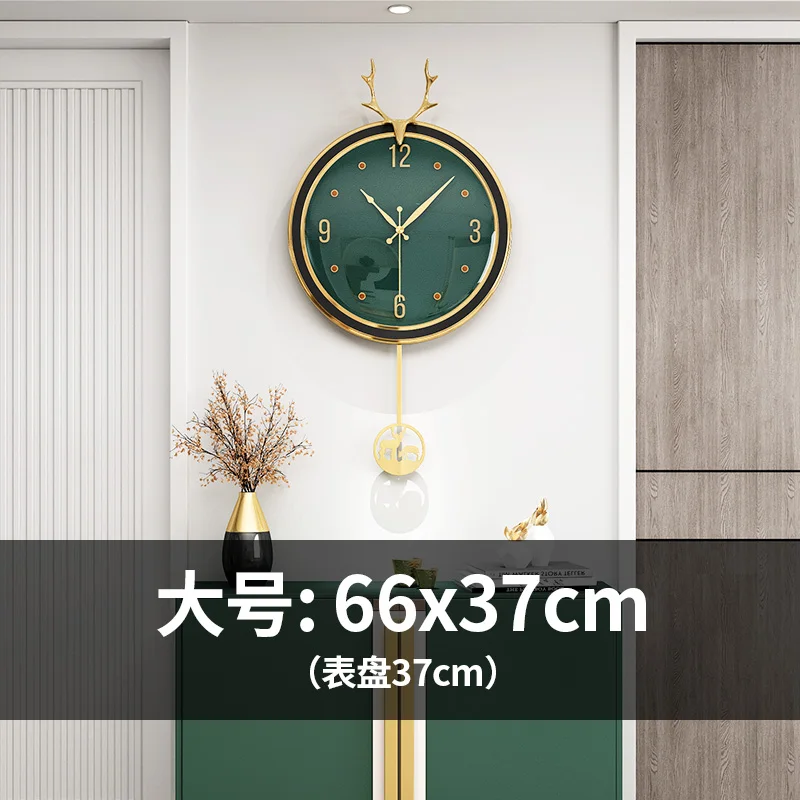 

Gold Black Wall Clock Nordic Luxury Deer Head Modern Design Pendulum Wall Clock Living Room Reloj Pared Home Decoration BE50WC