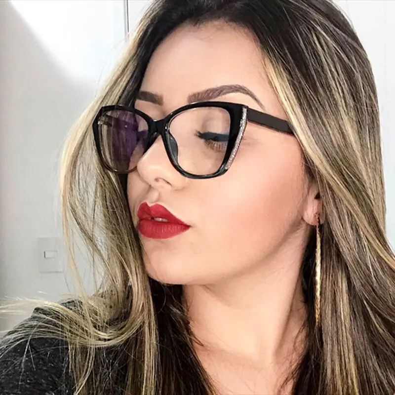 Новинка 2020 очки для женщин модная оправа очков кошачий глаз украшенная камнями с