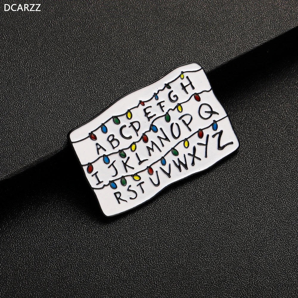 

Stranger things Enamel Pin ABCD Alphabet Lapel Pin Eleven Friend don't Lie Jewelry Women Gift Brooch Jeans Shirt Badge