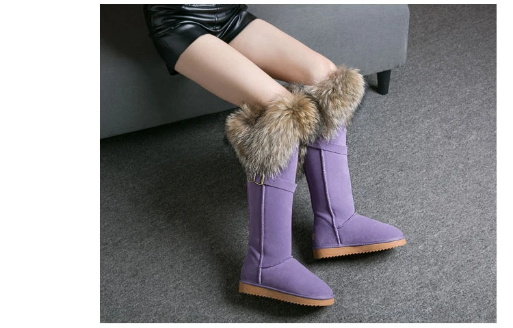 ; модные высокие зимние сапоги; botas mujer; женская зимняя обувь из натуральной кожи с натуральным лисьим мехом;