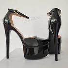 Туфли-лодочки женские BERZIMER, черные, на тонком высоком каблуке, с круглым носком, большие размеры 41, 45, 47, 52