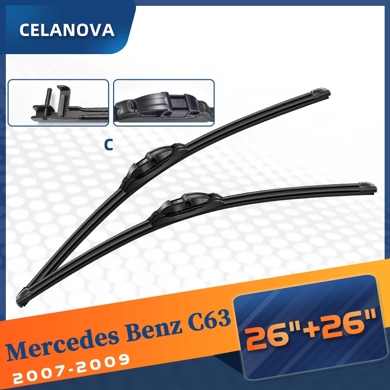 

Щетка стеклоочистителя для Mercedes Benz C63 2007-2009, бескаркасные резиновые стеклоочистители 26 + 26 дюймов