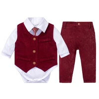 baby clothes for newborn boys wedding suit white romper red vest pants 4 pieces kids little gentleman infant suit 1 2 3 year