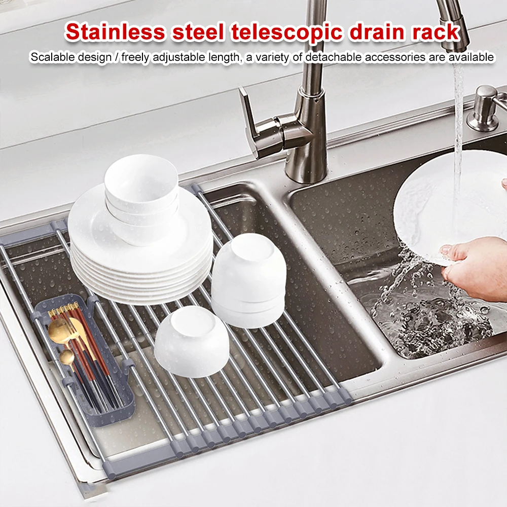 

Foldable Dish Drying Rack Drainer Shelf Folding Sink Organizer Rack Tray Storage Kitchen Gadgets Tool Accessories Bathroom