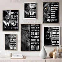modern black and white poster animals lion tiger leopard wolf inspirings quotes canvas painting home decoration for living room