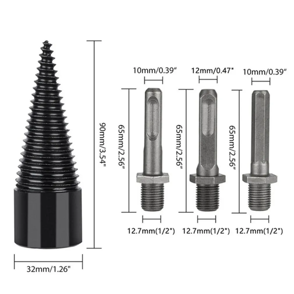 

4pcs Firewood Splitting Drill Bit Hex High Speed Firewood Drill Bit Wood Splitter Screw Splitting Cone Driver