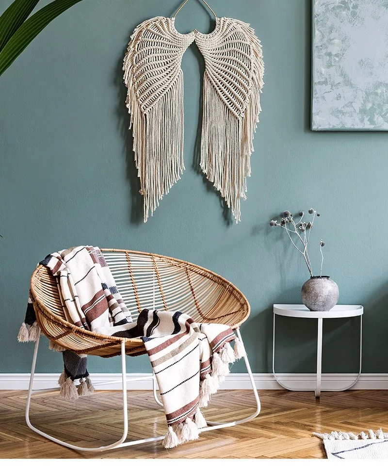 

Angel Wings Room Decoration Aesthetic Tapestry Handmade Macrame Wall Hanging Boho Woven Gift Bohemian Crafts For Wed Home Decor