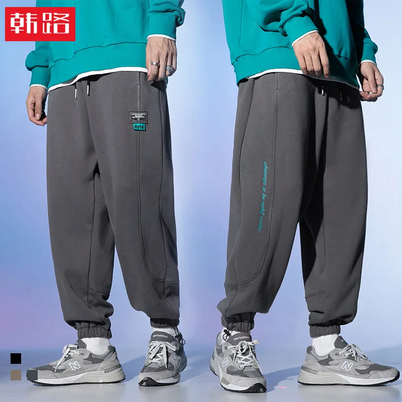 

Мужская одежда Hanlu в японском стиле, новинка сезона осень-зима 2022, спортивные штаны в стиле пэчворк, свободные модные повседневные мужские б...