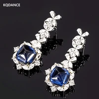 kqdance solid 925 sterling silver lab emerald tanzanite blue ruby drop earrings with bluered stones fine jewelry 2021 trend