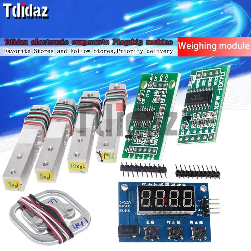 Весоизмерительная ячейка 1 кг 5 кг 10 кг 20 кг 50 кг HX711 AD, модульный датчик веса, электронные весы, датчик весового давления из алюминиевого сплава
