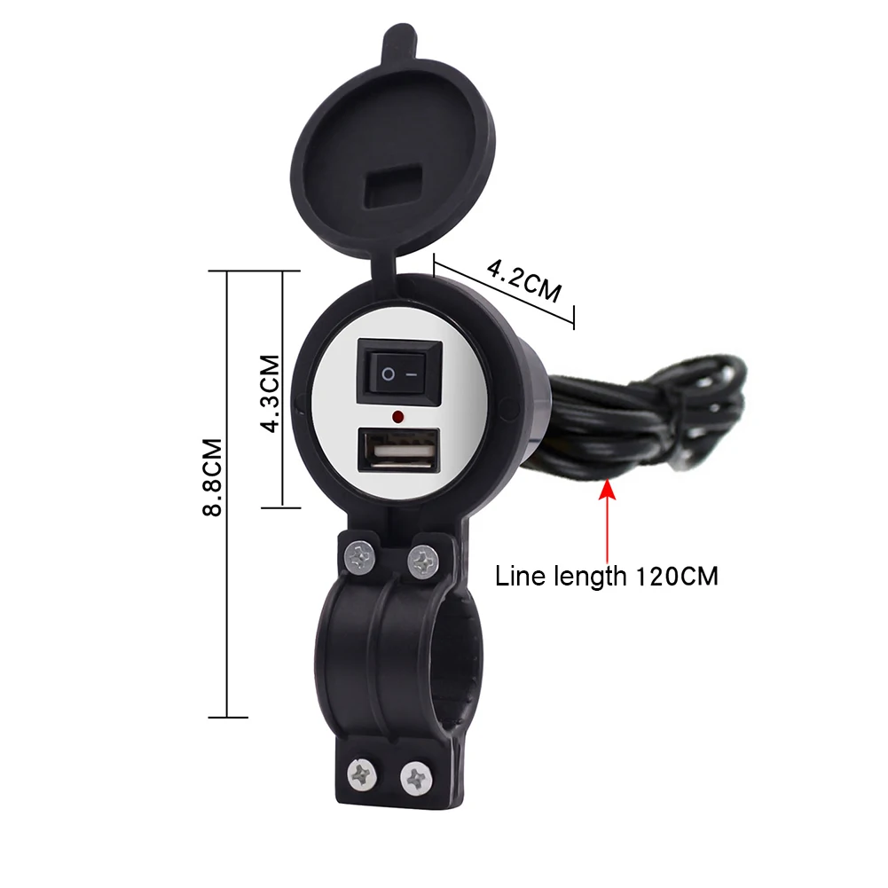 

HOT SALES!!! CS-277A Waterproof USB Car Motorcycle Phone Charger with Switch Socket Plug