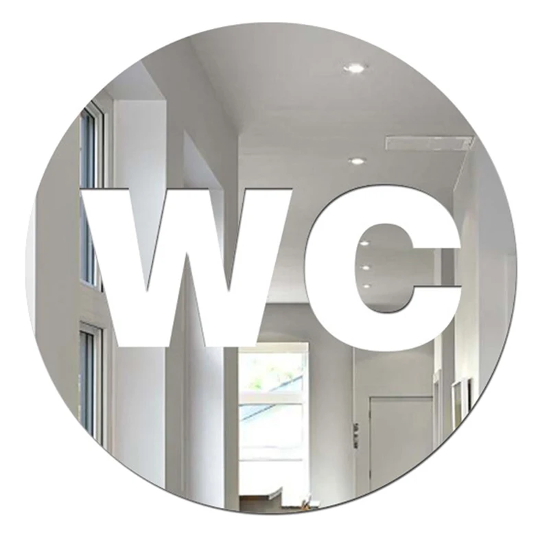 

1Pc Toilet Door Sign Mirror Wall Stickers Self Adhesive Acrylic Sticker For Home Decoration