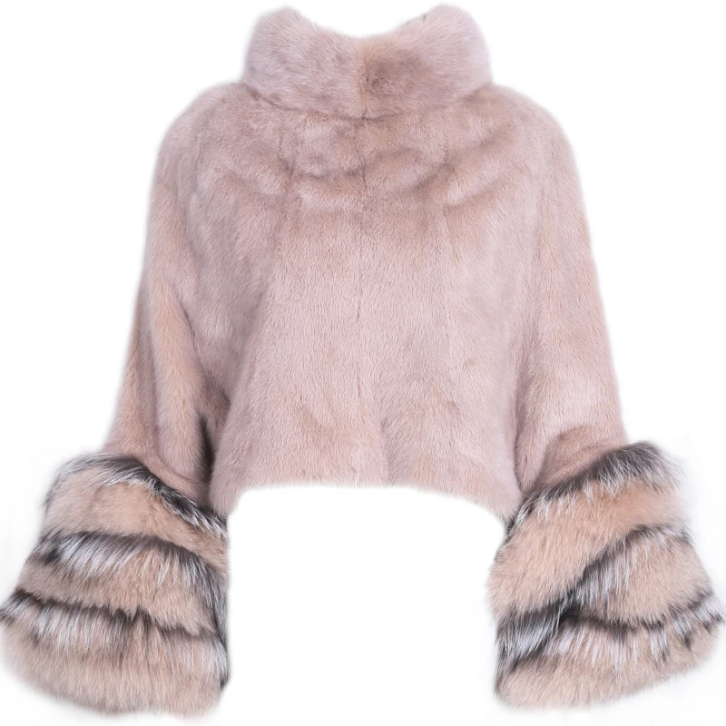 

real women ladies jacket mink shawl natural fur coat