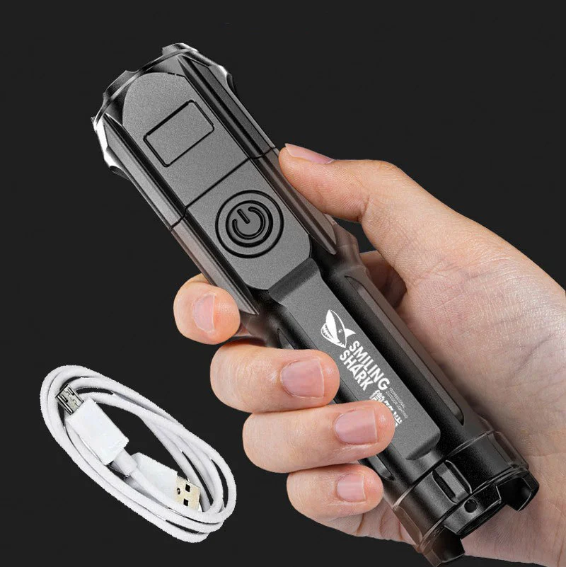 

Flashlight Strong Light Rechargeable Zoom Strong Brightness ABS Focusing Household Outdoor Portable Led Night Torch Flashlight