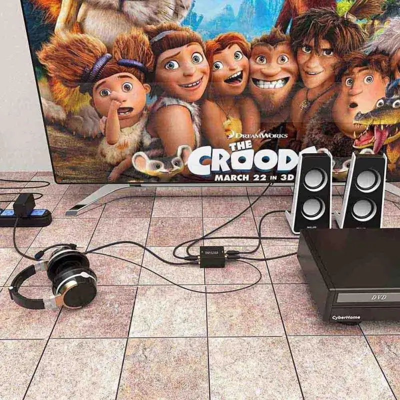 Digital To Analog Audio Converter Optical Fiber Toslink Coaxial Signal RCA R/L3.5mm Jack Adapter Decoder L/R Stereo | Электроника