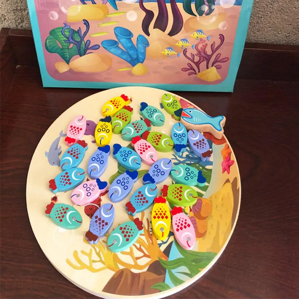 Магнитная деревянная Рыбалка настольная игра буквы поймать рыбу подсчетчик для