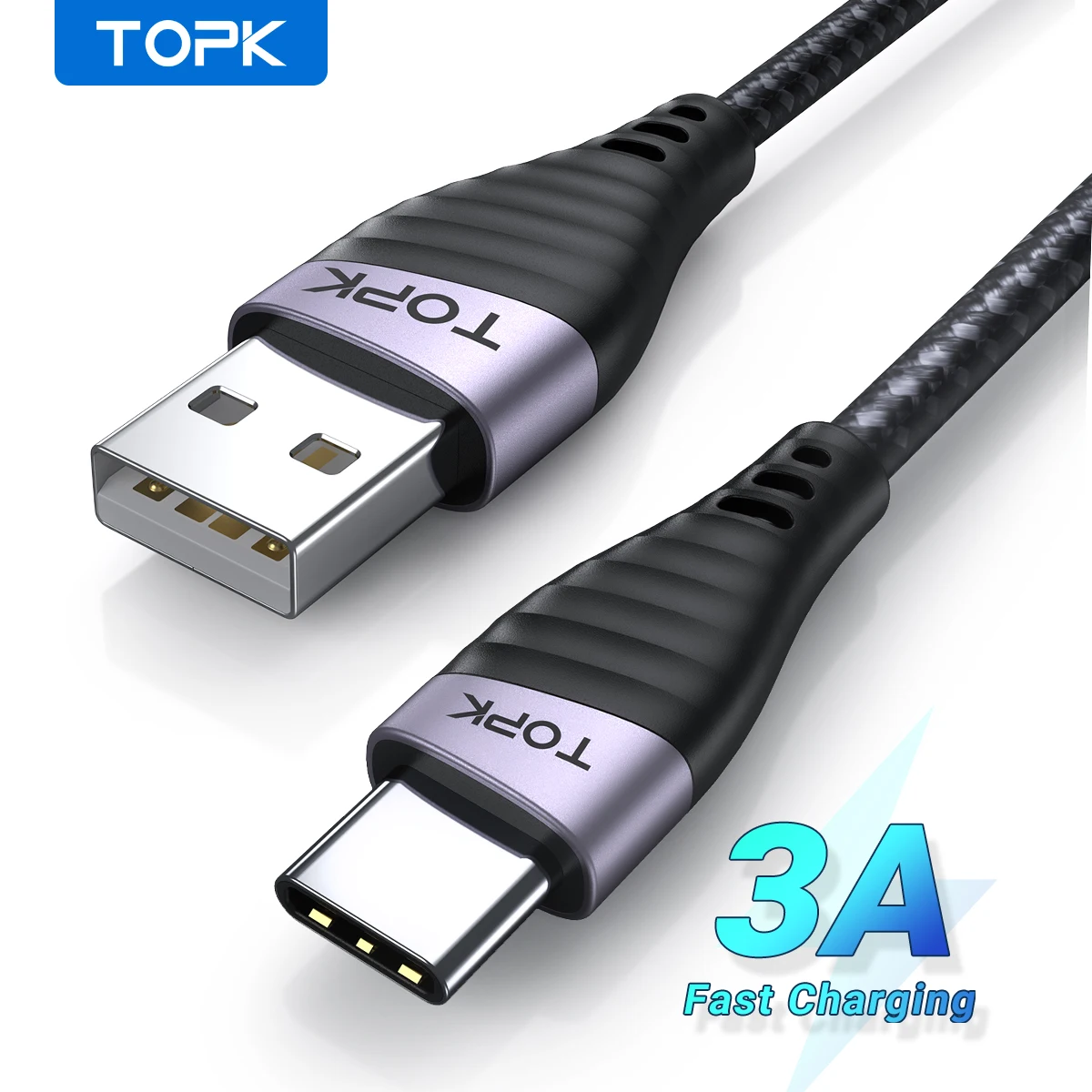 TOPK AN15 USB Type C кабель и Micro USB кабель 3A Быстрая зарядка данных USBC Type-C кабель Мобильный телефон кабели для Xiaomi mi Samsung