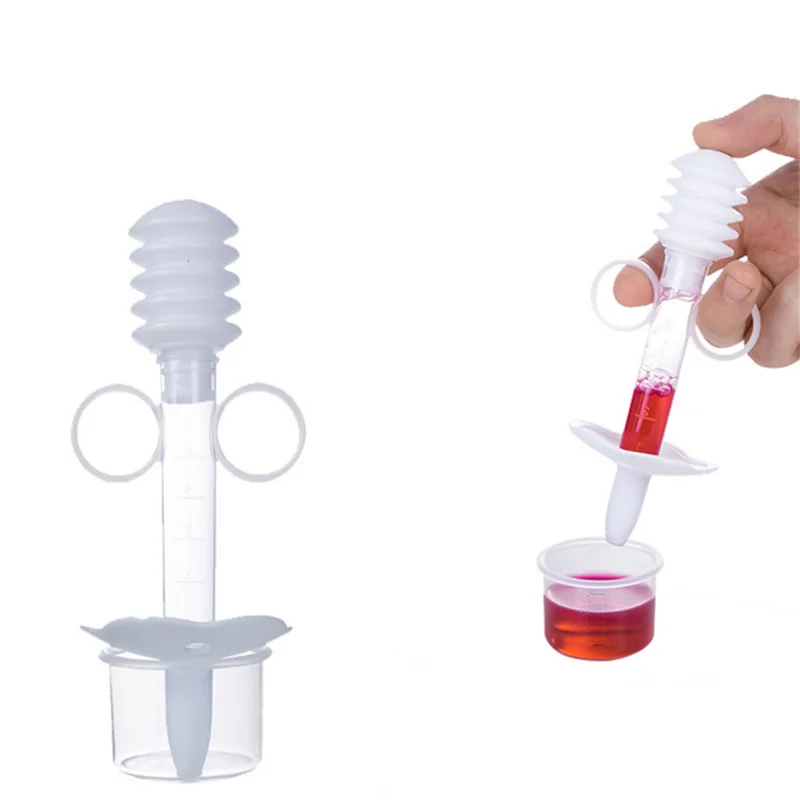 

White Baby Kids Needle Type Feeder Newborn Infant Syringe Medicine Feeder With Scale Measuring Cup Baby Pacifier Feeding Utensil