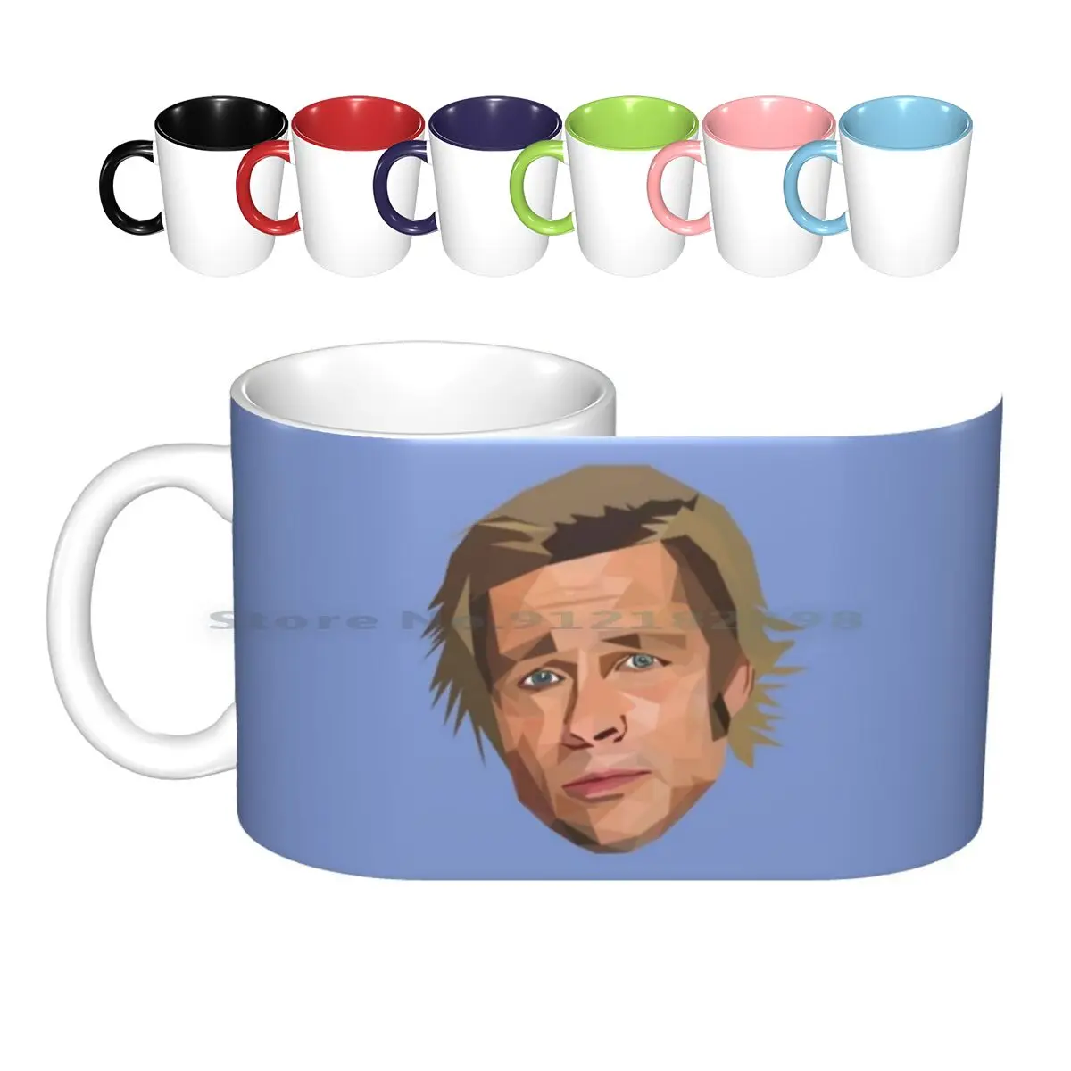 

Брэд Питт Low Poly 2d художественные керамические кружки, кофейные чашки, Кружка для молока и чая, продюсер Брэда Питта, двимостар, лучший креати...