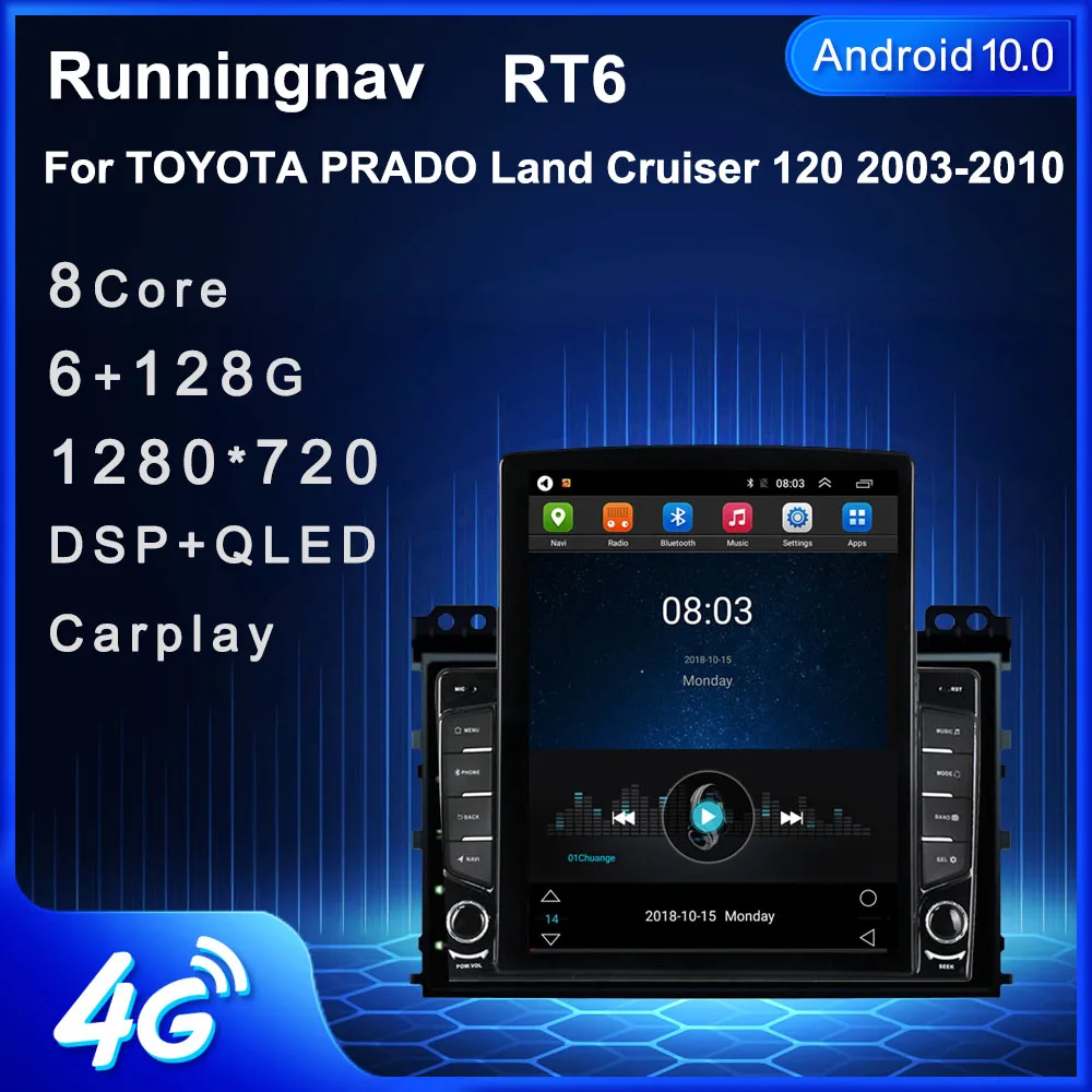 Runningnav для TOYOTA Prado 120 2004 2005 2006 2007-2009 Tesla Type Android автомобильное радио мультимедийный