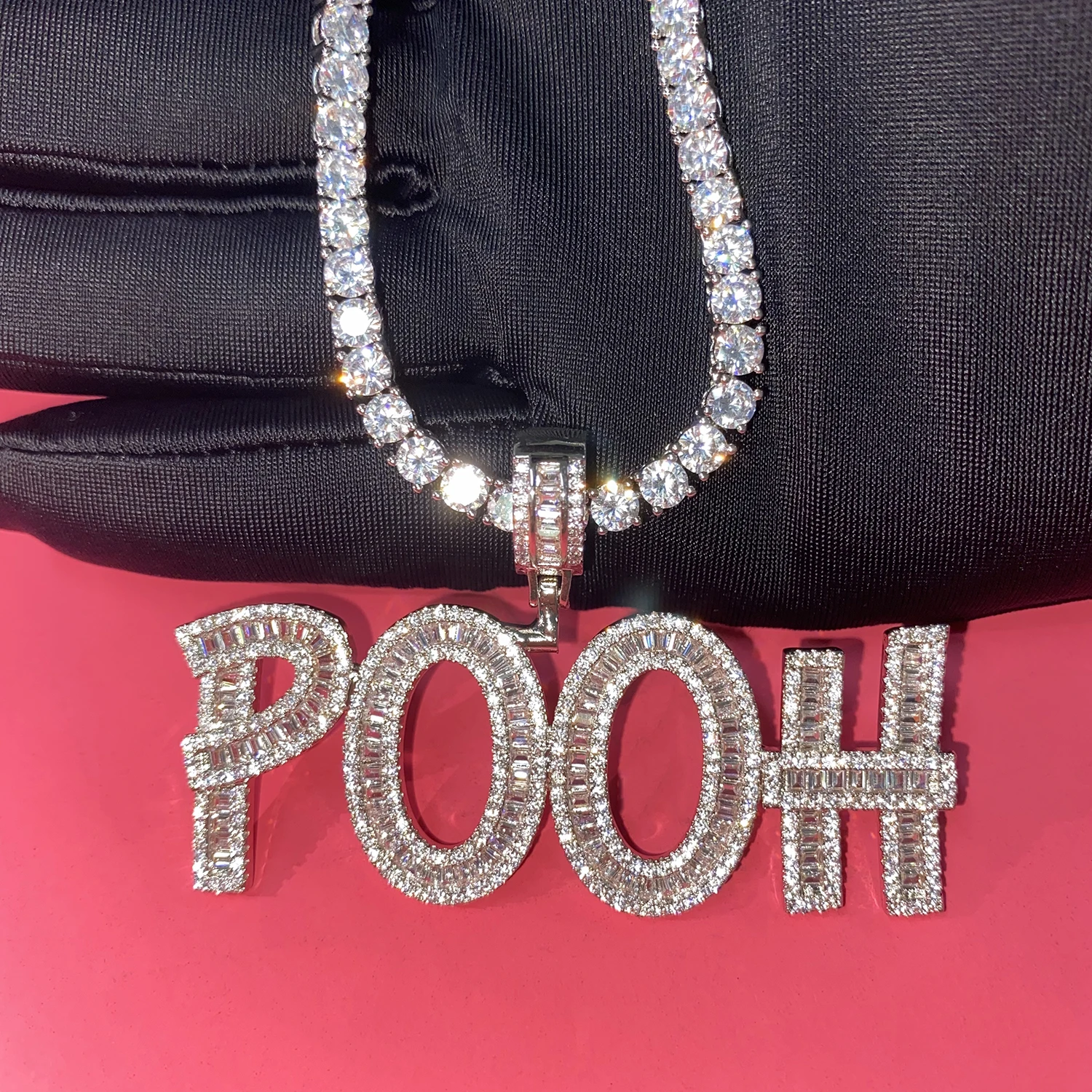 Индивидуальное ожерелье с кулоном в виде багета с буквенным кубическим цирконием, украшение в стиле хип-хоп, именное ожерелье от AliExpress WW