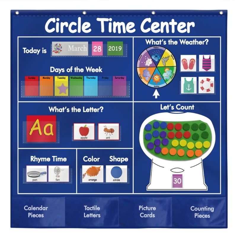 

Counting Pocket Chart Calendar Weather Pocket Chart 217pcs Full-color Cards