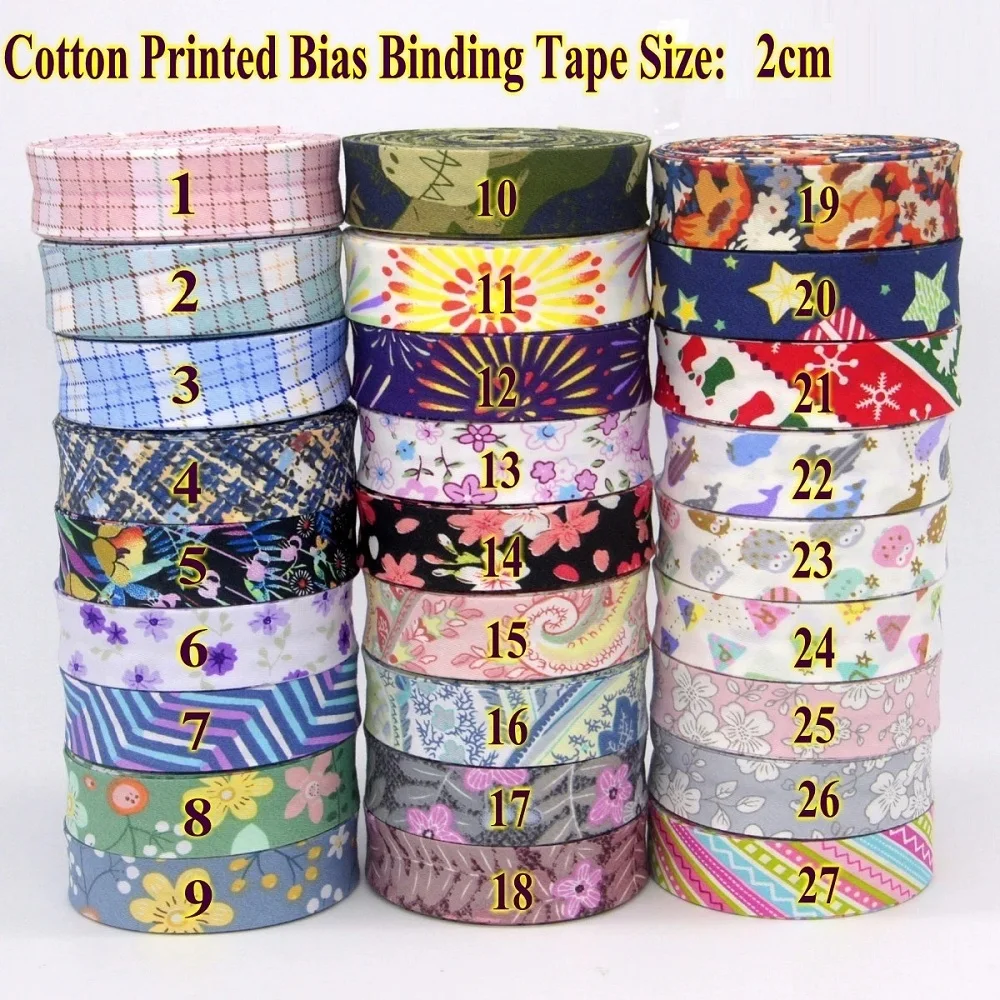 

New Arrived 20mm Width Bias Tape Cotton Ironed Folded Cloth Tape for garment table cloth quilt craft sewing diy, 5meters/lot