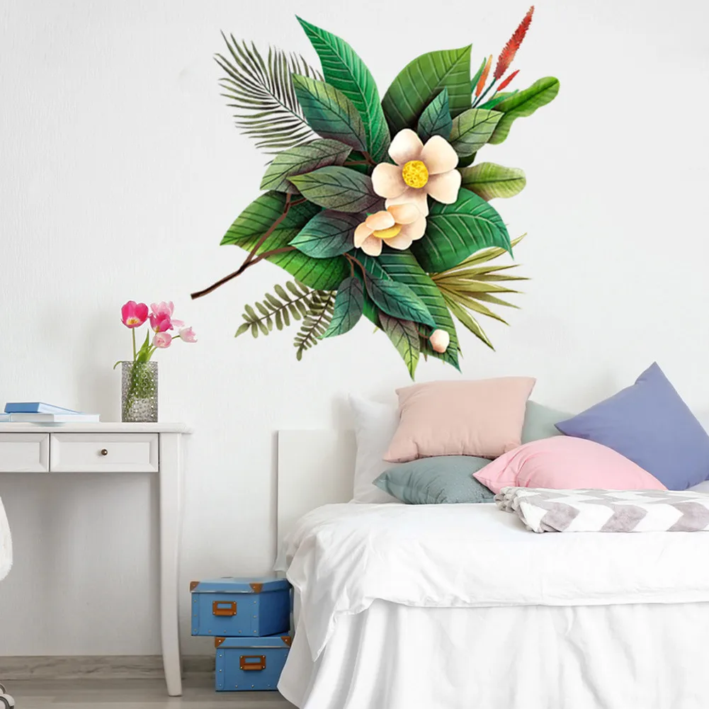 

Large Green Leaf Wall Stickers Plant Wall Decals For Living Room Bedroom Decoration Home Murals Decor
