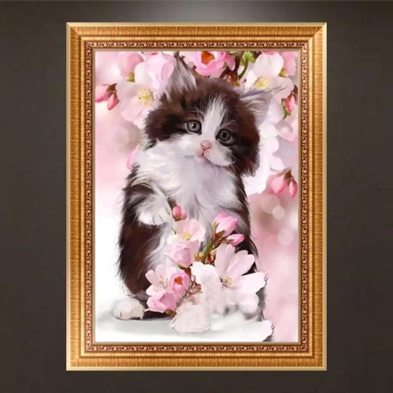 5D DIY полная дрель Алмазная картина цветок кошка вышивка крестом мозаика ремесло