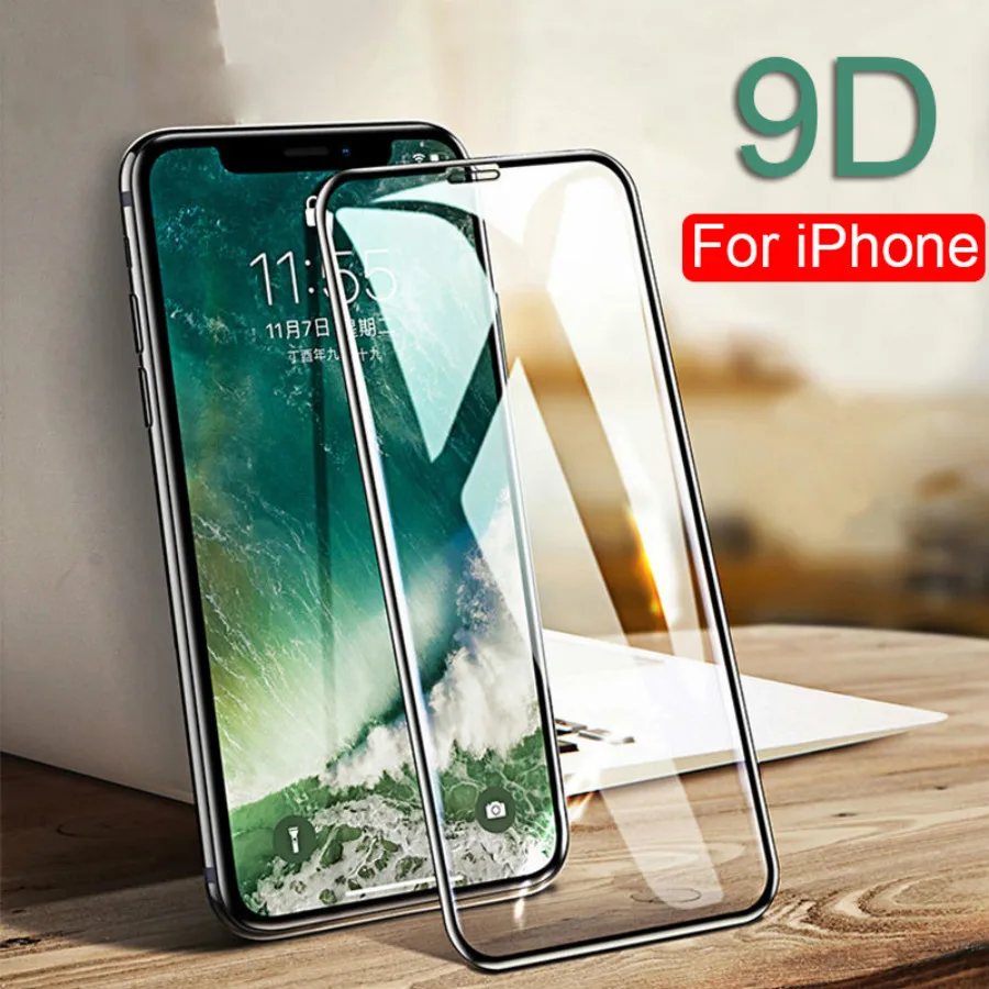 

Защитное стекло 9D с полным покрытием для iPhone 7 7Plus 8 8plus, стекло для iphone XS MAX 11 Pro MAX, защита экрана