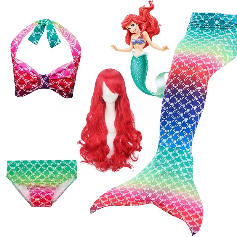 Детские хвосты русалки для плавания девушки купальник Косплей пляж женский