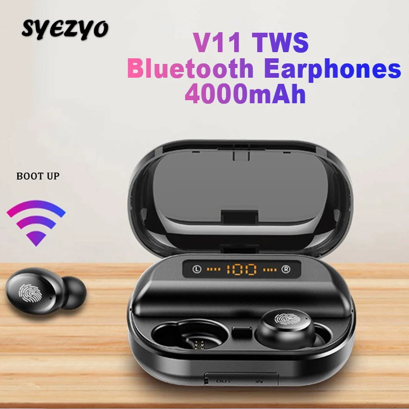 V11 наушники вкладыши TWS Bluetooth Беспроводные с микрофоном музыкальные аккумулятор