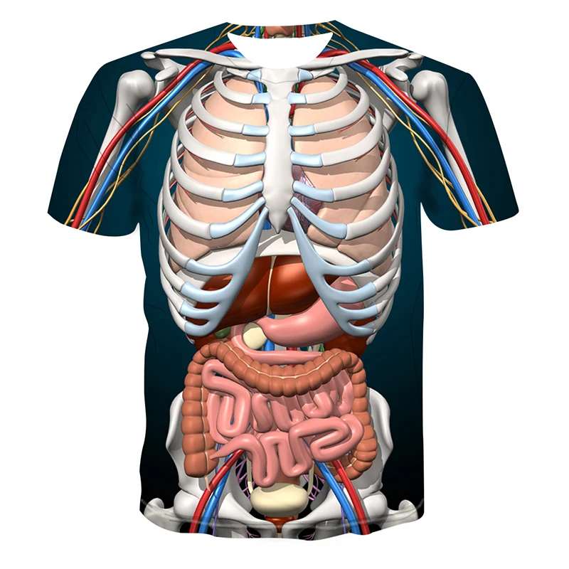

Human Internal Organs Muscle 3D Printed Clothes Biological Textbook Tee Shirts Summer Trendy Men/Women Harajuku T-Shirt Tops