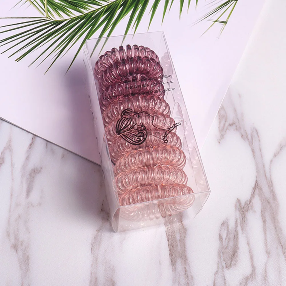 

9Pcs Set Women Thin Colorful Elastic Plastic Rubber Telephone Cord Wire No Crease Hair Ties Scrunchies Hair Ring Band