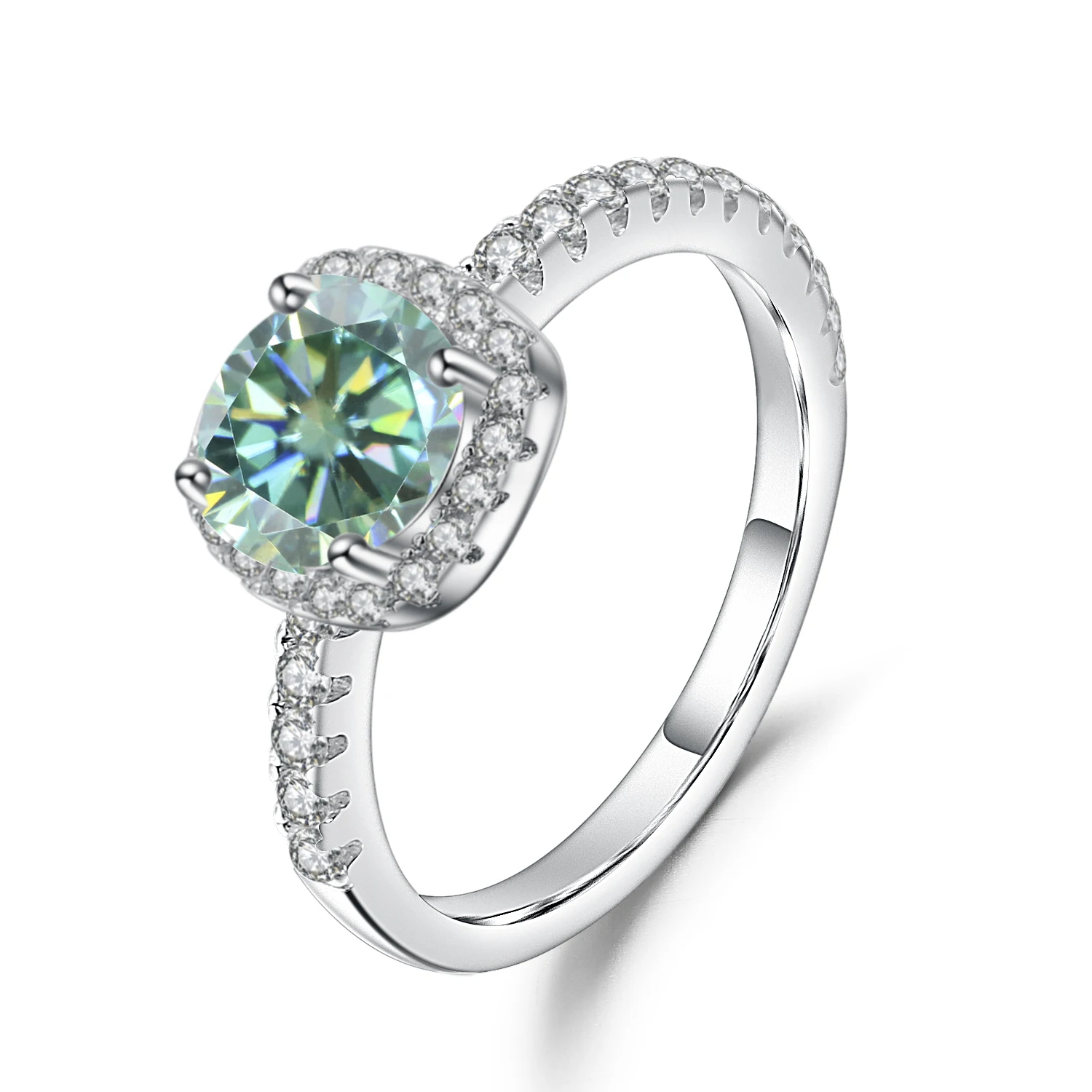 

Gem's Ballet 925 Silver Moissanite Gorgeous Engagement Ring Claw Setting Green Moissanite Diamonds Fine Jewelry Gift Wholesale