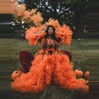 Уникальные оранжевые сетчатые фотообои, очень пышные платья из тюля для вечеринки, длинные женские халаты