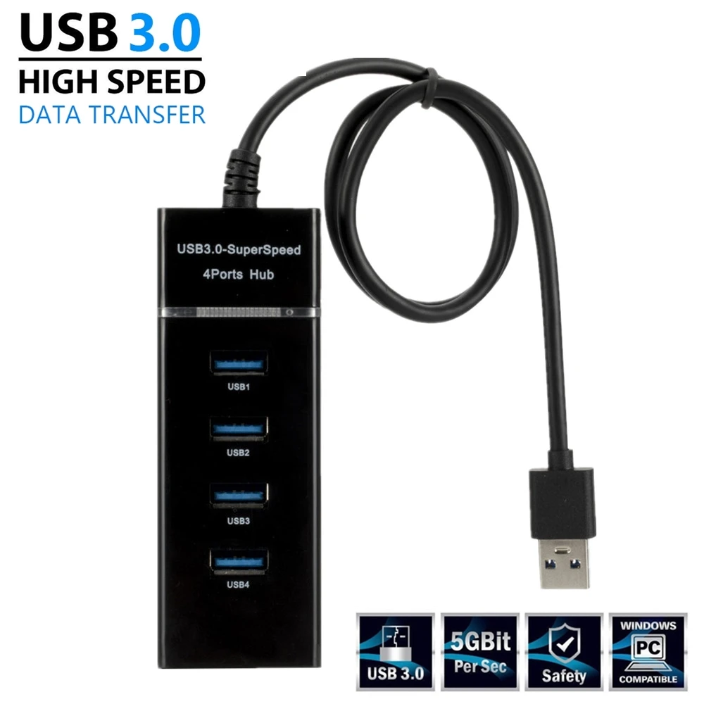 4 Порты USB 2 0 3 HUB Высокоскоростной разветвитель мульти расширительный бак для