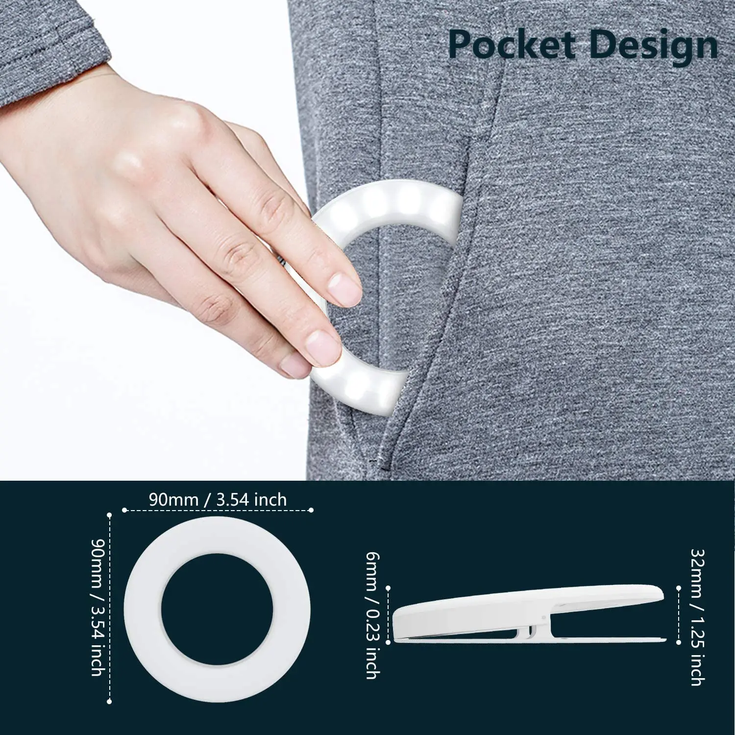 

Selfie Light Ring Lights Led Circle Mini Light Clamp for Phones, Rechargeable Clip-on Makeup Fill Light Laptop Camera Video