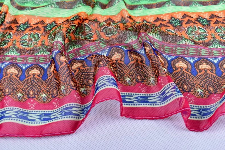 Весенняя двухцветная шелковая сатиновая квадратная лента для волос хиджаб