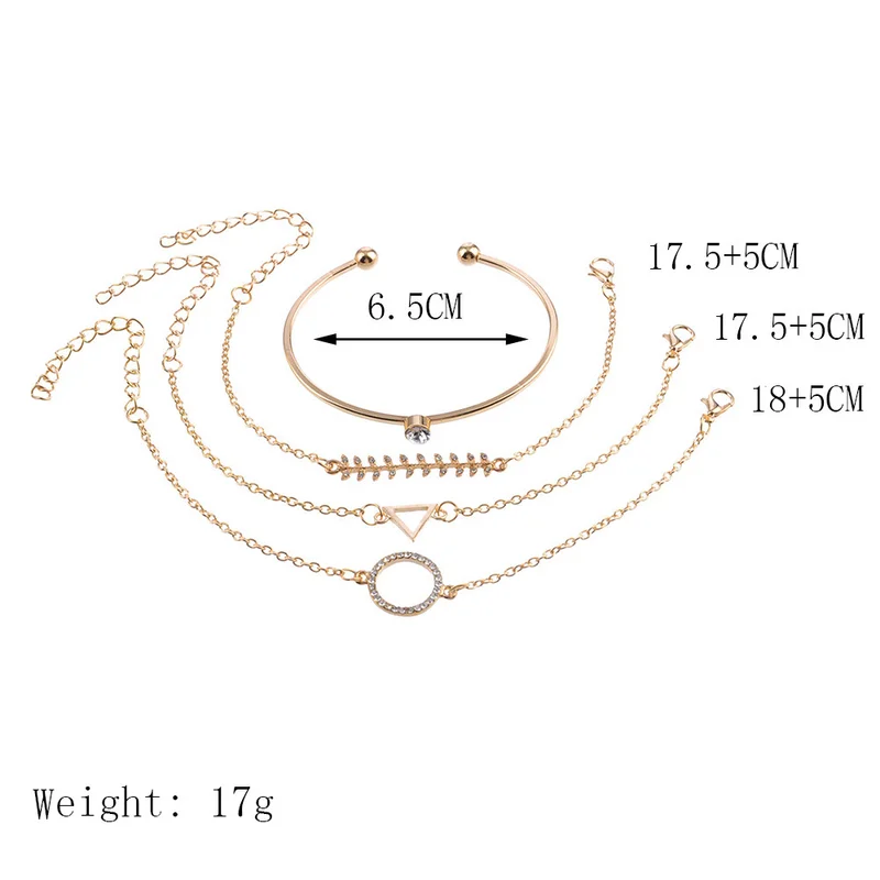Sindlan 4 шт. Золотые кристаллы лист геометрические браслеты для женщин круглые