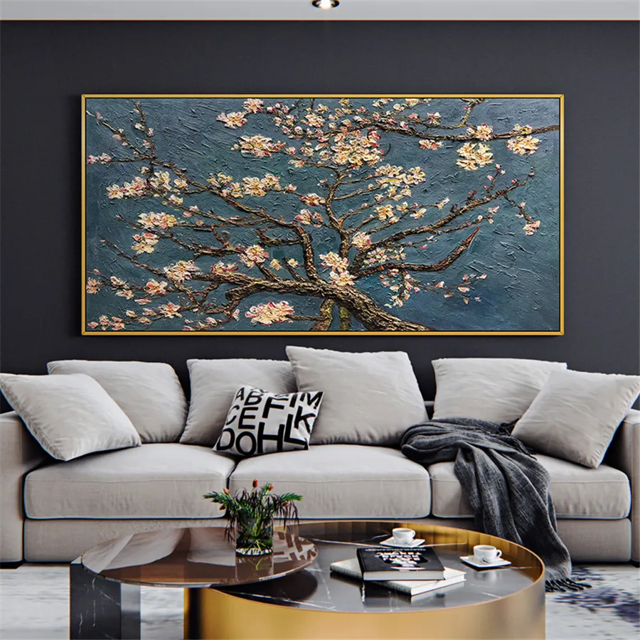 

100% Hand-Painted Van Gogh Oil Painting Abstract wall painting home decor on canvas painting for Plum blossom mural room decor