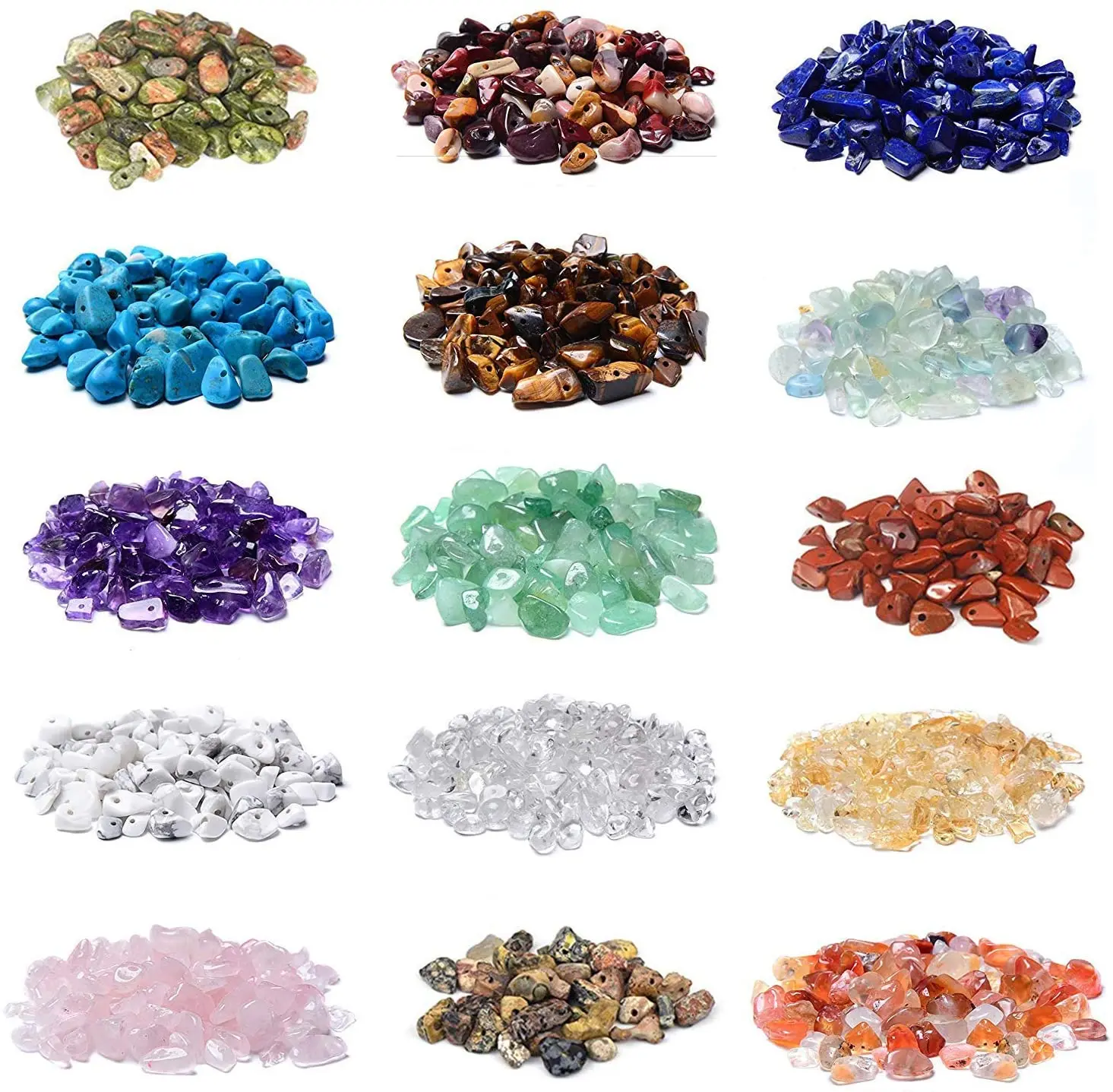 

200 Gem Beads Made of DIY Jewelry Healing Energy Natural Crystal Crushed Irregular Shape Beads Seed Beads (15 materials)