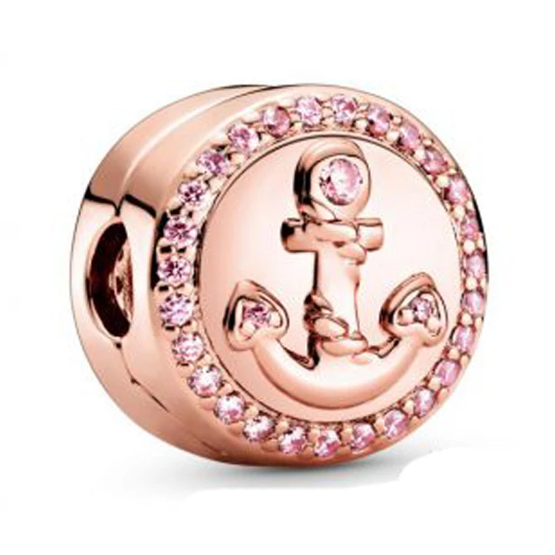 Подвеска сделай сам многоцветный круглый солитер розовый якорь линии и логотип