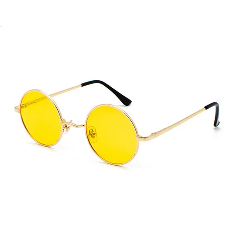 Yellow ZJHZQZ стимпанк Круглые Солнцезащитные очки Брендовые дизайнерские классические анти-УФ поляризованные металлические оправы маленькие винтажные Ретро очки Джон Леннон - Цвет линз: Yellow