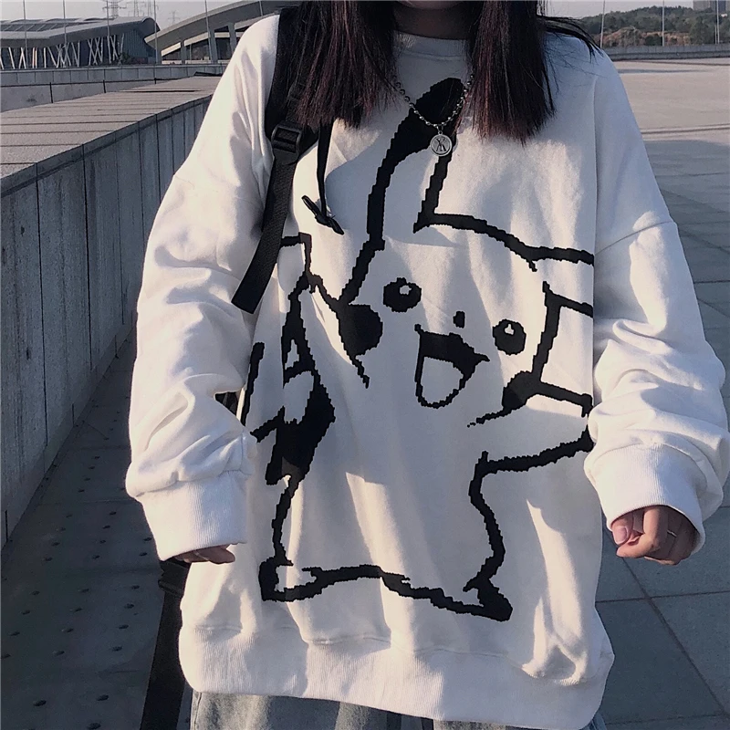 

GoneGoing 2020 новые женские свободные длинные пуловеры с мультяшным принтом Kwaii Осенняя модель 0815