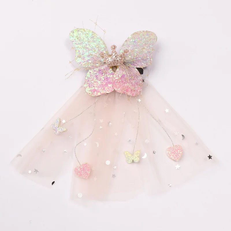 

Fashion Baby Girls Printed Bow Hair Clip Kid Glitter Sequins Bow with Crown Hairpins Photography Props Christmas Gifts
