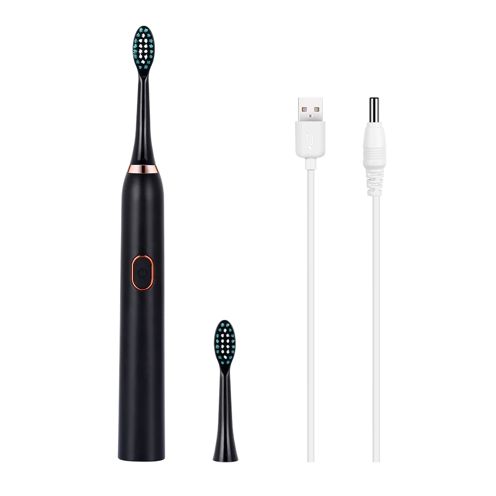 Умная звуковая электрическая зубная щетка с подзарядкой от USB, 3 режима, таймер, зубные щетки с 2 шт., DuPont сменные насадки для зубных щеток
