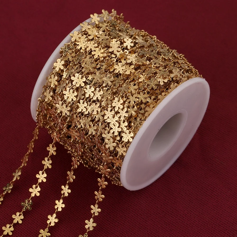 

1M Stainless Steel Flower 18K Gold-Plate Chain for DIY Jewelry Making Anklet Bracelet Necklaces Accessories Supplies