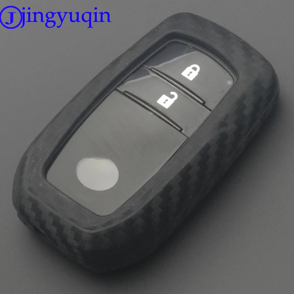 

jingyuqin 2/3 Buttons Remote Carbon Silicone Key Case Cover For Toyota Chr C-hr Land Cruiser 200 Avensis Auris Corolla