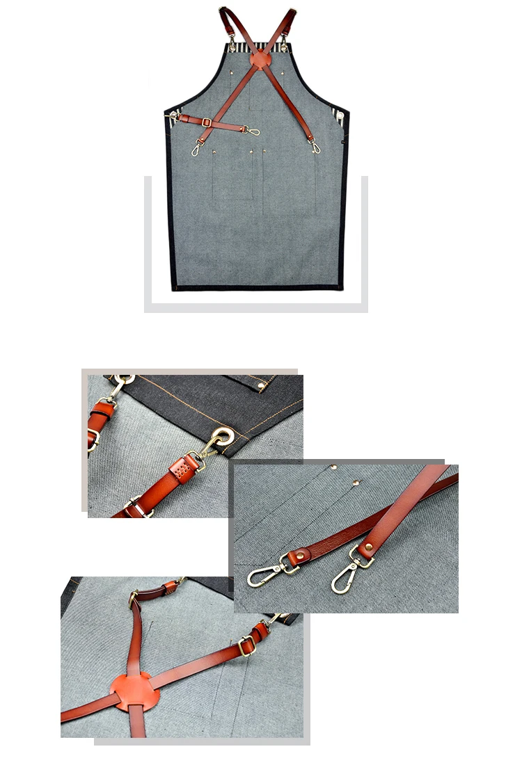 

SenYue Denim apron, adult apron Kitchen Apron floral work clothes can be customized logo apron